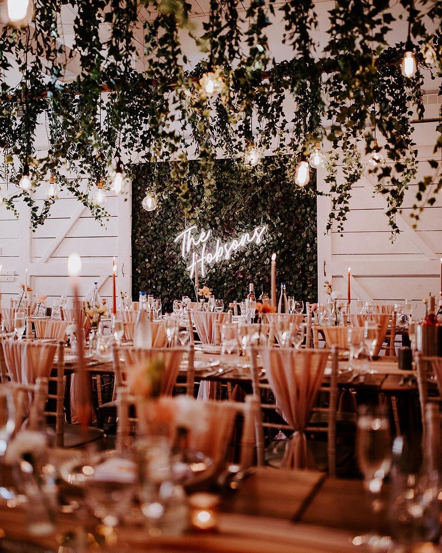 A custom LED Neon Sign at a Wedding of the couples surname in Manchester, UK